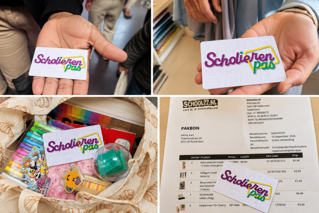 scholierenpas in vier schoolse momenten